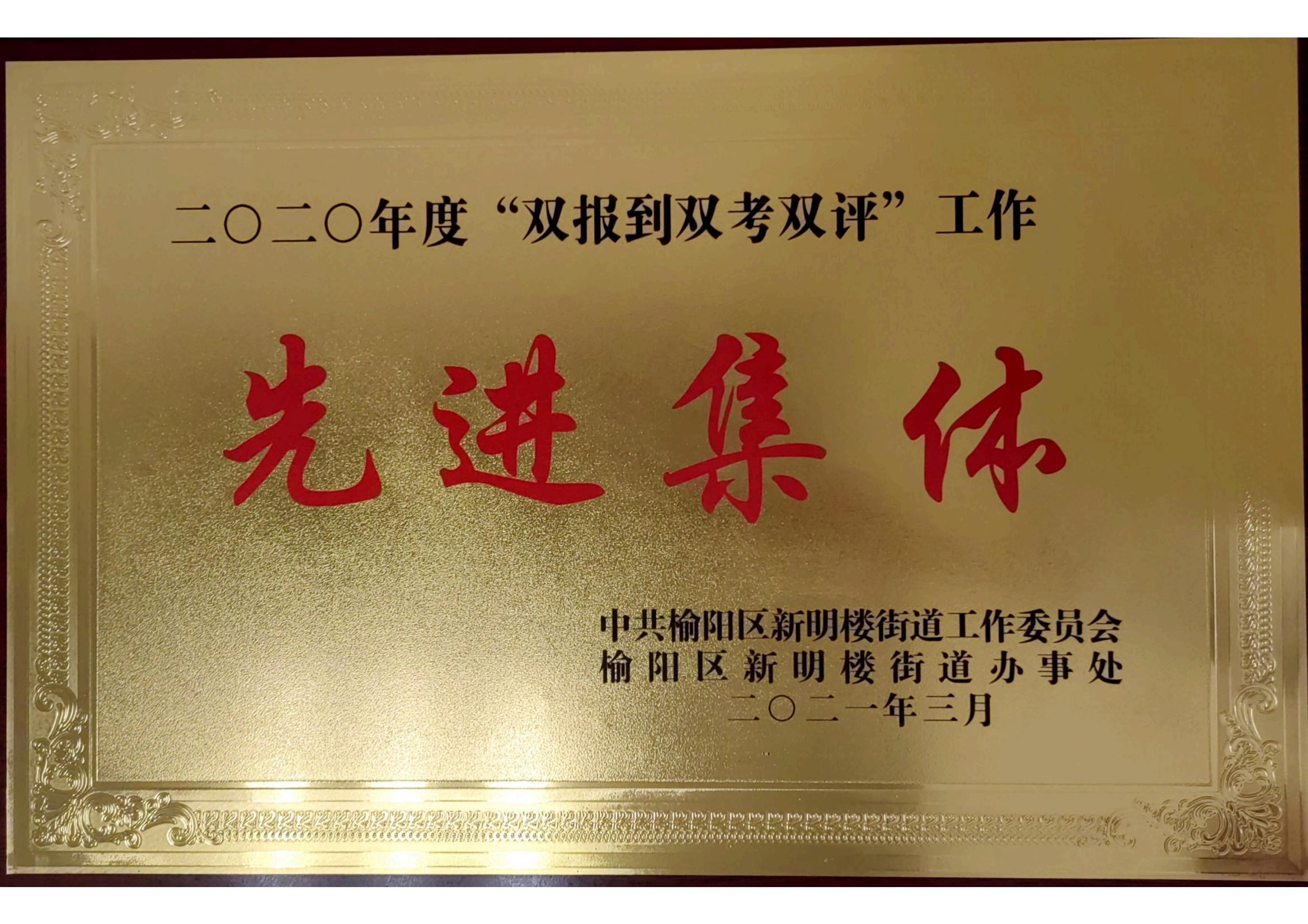 二零二零年度“双报到双考双评”工作先进集体